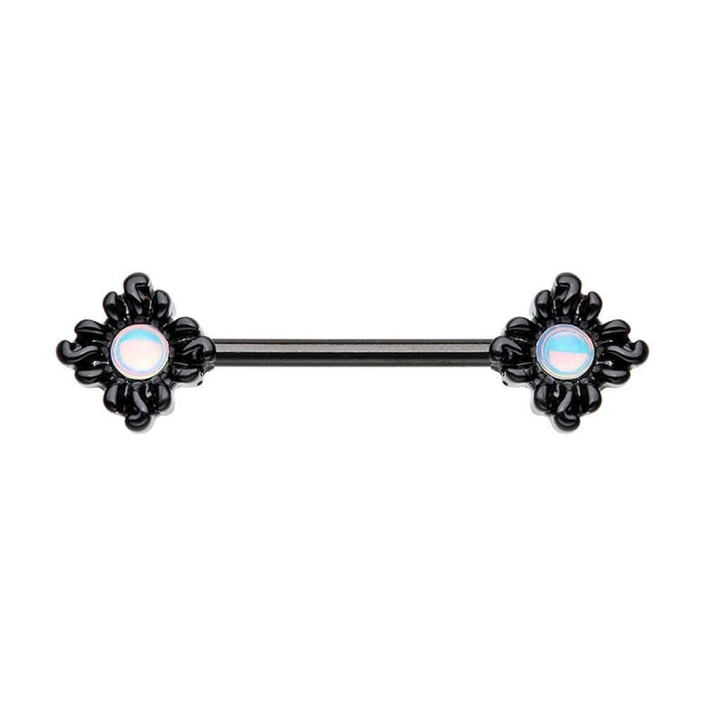 Black Illuminating Opal Sun Nipple Barbell Ring Nipple Ring Impulse Piercings