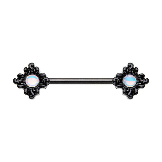 Black Illuminating Opal Sun Nipple Barbell Ring Nipple Ring Impulse Piercings