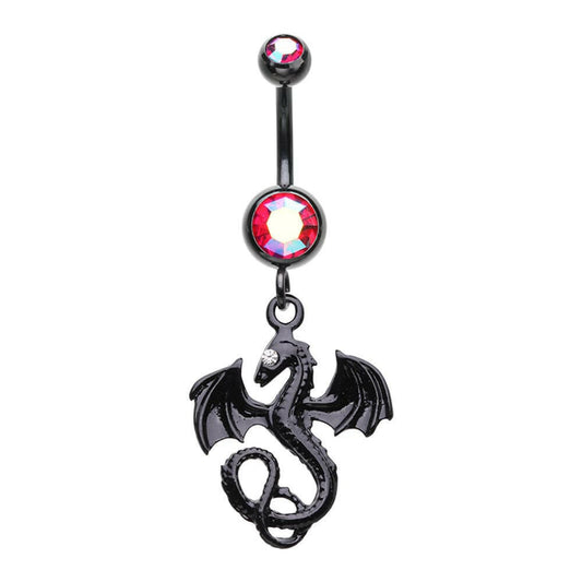 Black Jeweled Eye Dragon Belly Button Ring Navel Ring Impulse Piercings