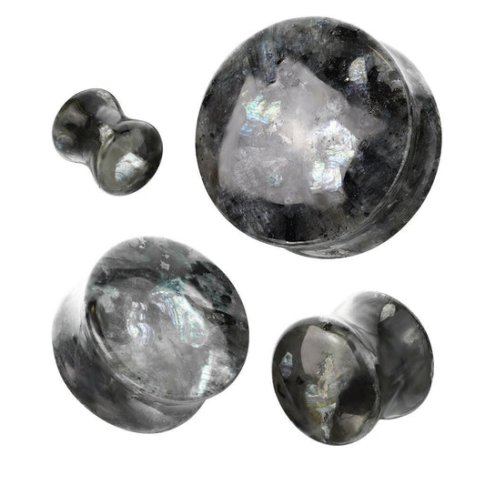 Black Labradorite Natural Stone Double Flared Plug Plugs Impulse Piercings