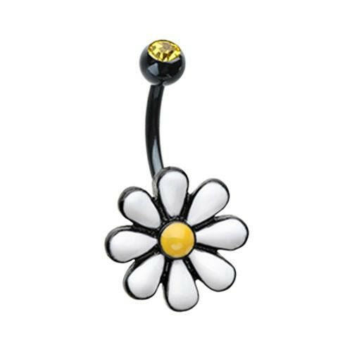 Black One Daisy at a Time Belly Button Ring Navel Ring Impulse Piercings