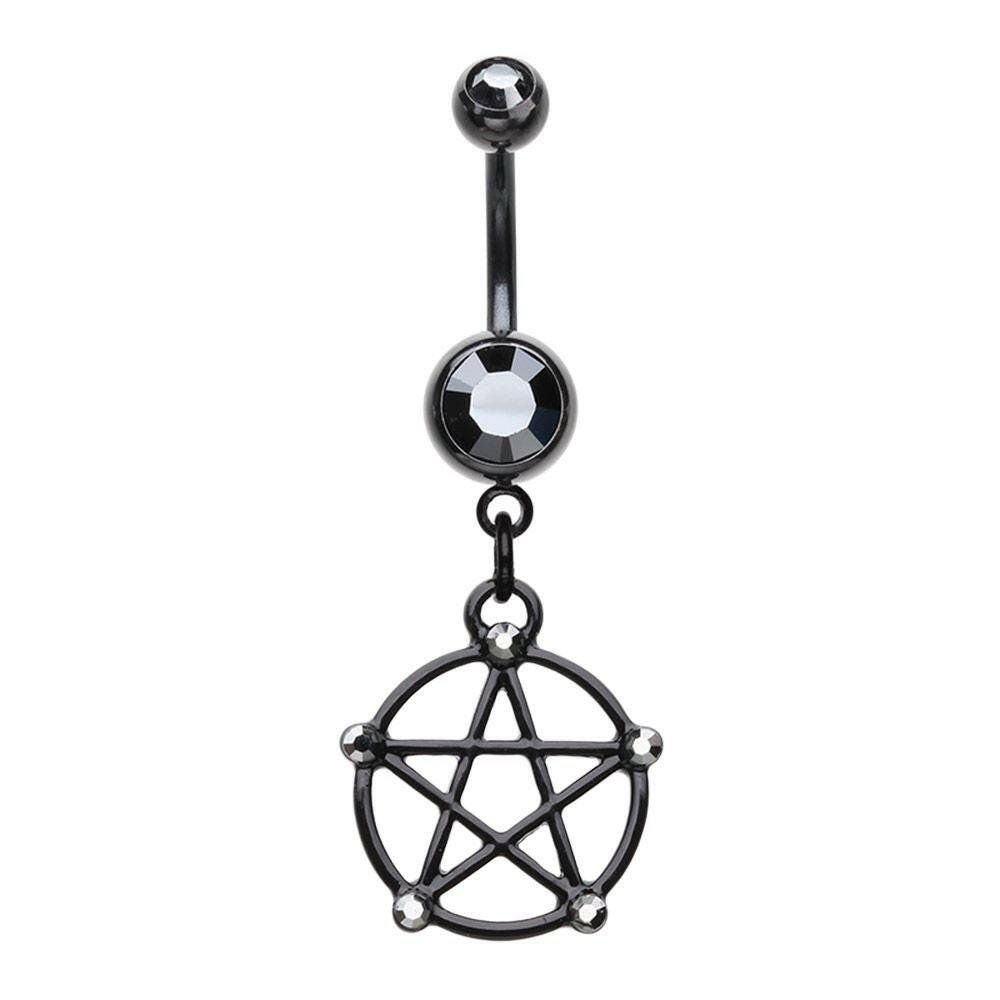 Black Pentacle Belly Button Ring Navel Ring Impulse Piercings