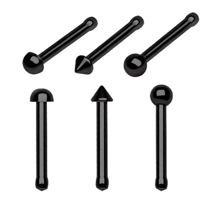 Black PVD Plated Nose Bone with Ball, Spike, or Dome - Skin Metals