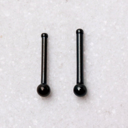 Black PVD Plated Nose Bone with Ball, Spike, or Dome - Skin Metals