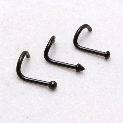 Black PVD Plated Nose Screw with Ball, Spike, or Dome - Skin Metals