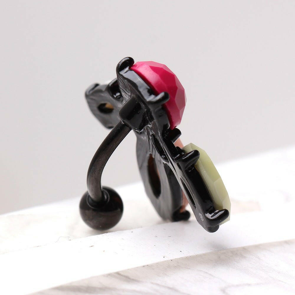 Black PVD Plated Contemporary Top Down Navel Ring