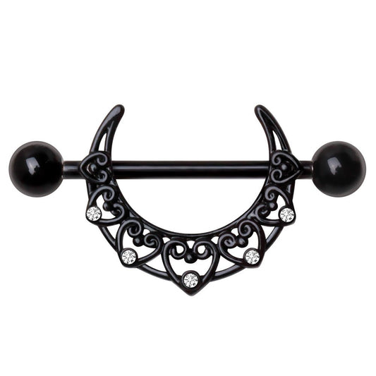 Black PVD Plated Crescent Moon Nipple Shield - Skin Metals