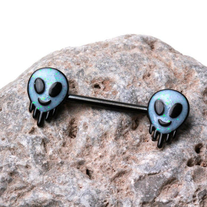 Black PVD Plated Melting Alien Nipple Bar Nipple Ring Impulse Piercings