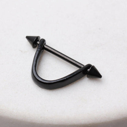 Black PVD Plated Spiked U-Shaped Nipple Shield Nipple Ring Impulse Piercings