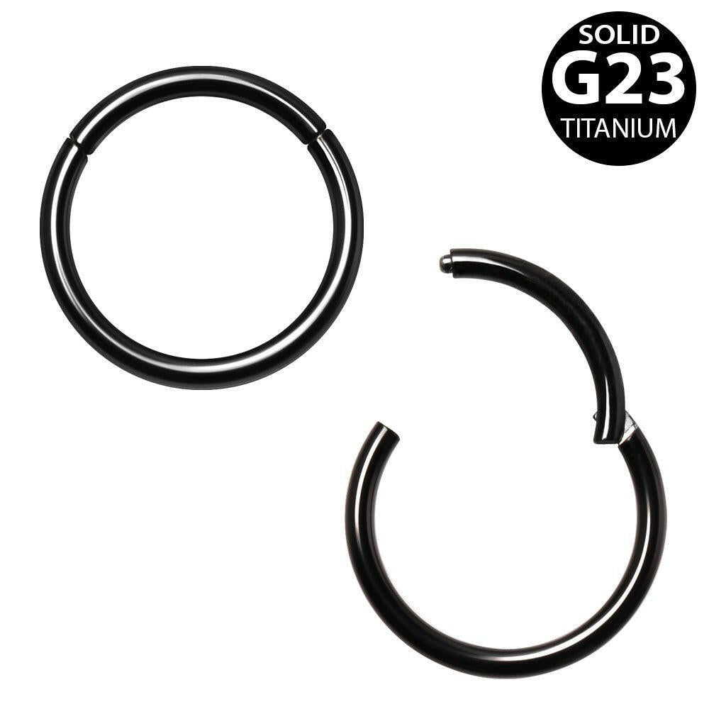 Black PVD Plated Titanium Seamless Clicker Ring Cartilage I