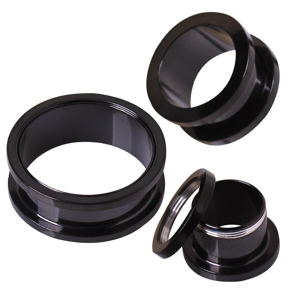 Black PVD Screw Fit Tunnel Plug — Sold as Pair