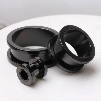 Black PVD Screw Fit Tunnel Plug — Sold as Pair