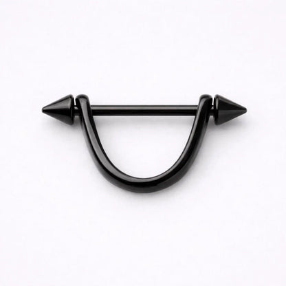 Black PVD Spiked U-Shape Nipple Shield 14G Pair