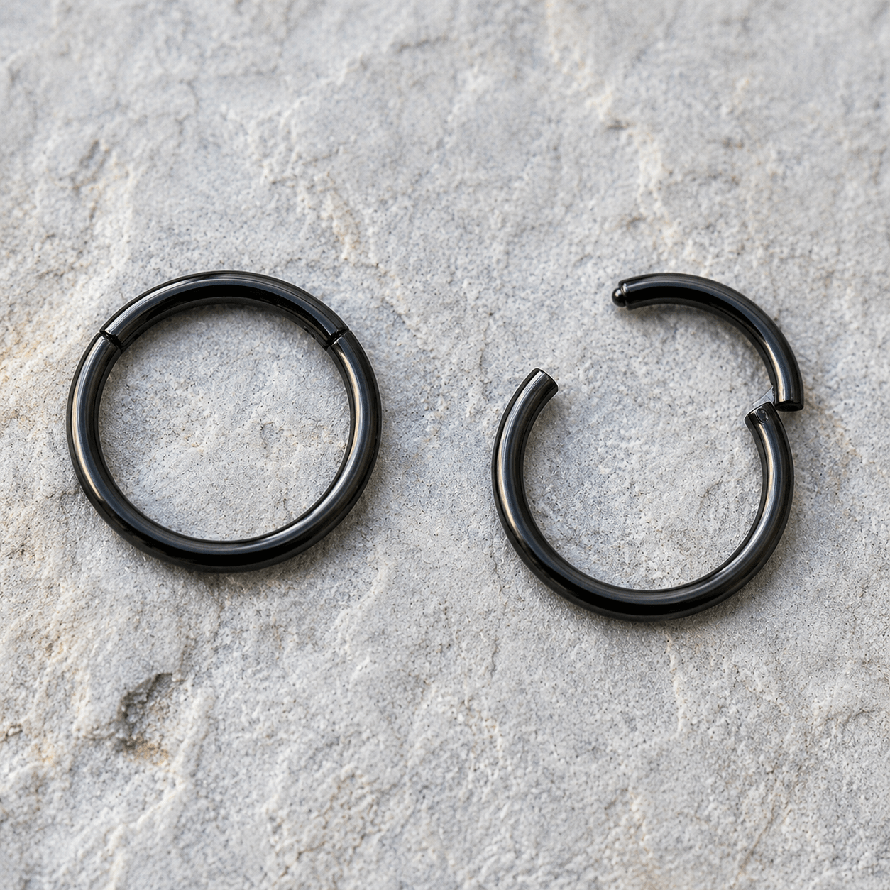 Black PVD Titanium Seamless Clicker Ring 16G