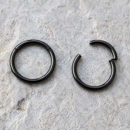 Black PVD Titanium Seamless Clicker Ring 16G