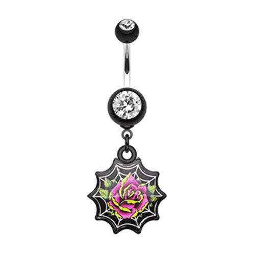 Black Widow's Rose Belly Button Ring Navel Ring Impulse Piercings Black