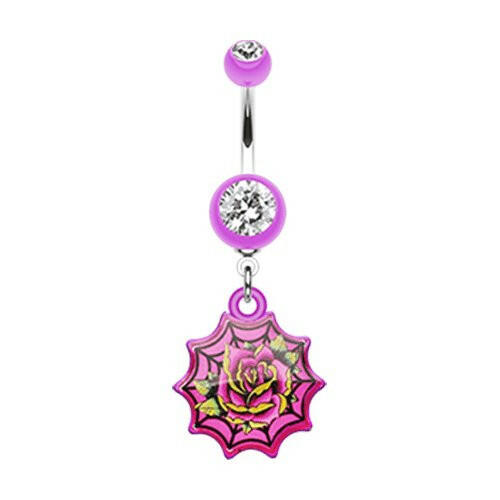 Black Widow's Rose Belly Button Ring Navel Ring Impulse Piercings Purple