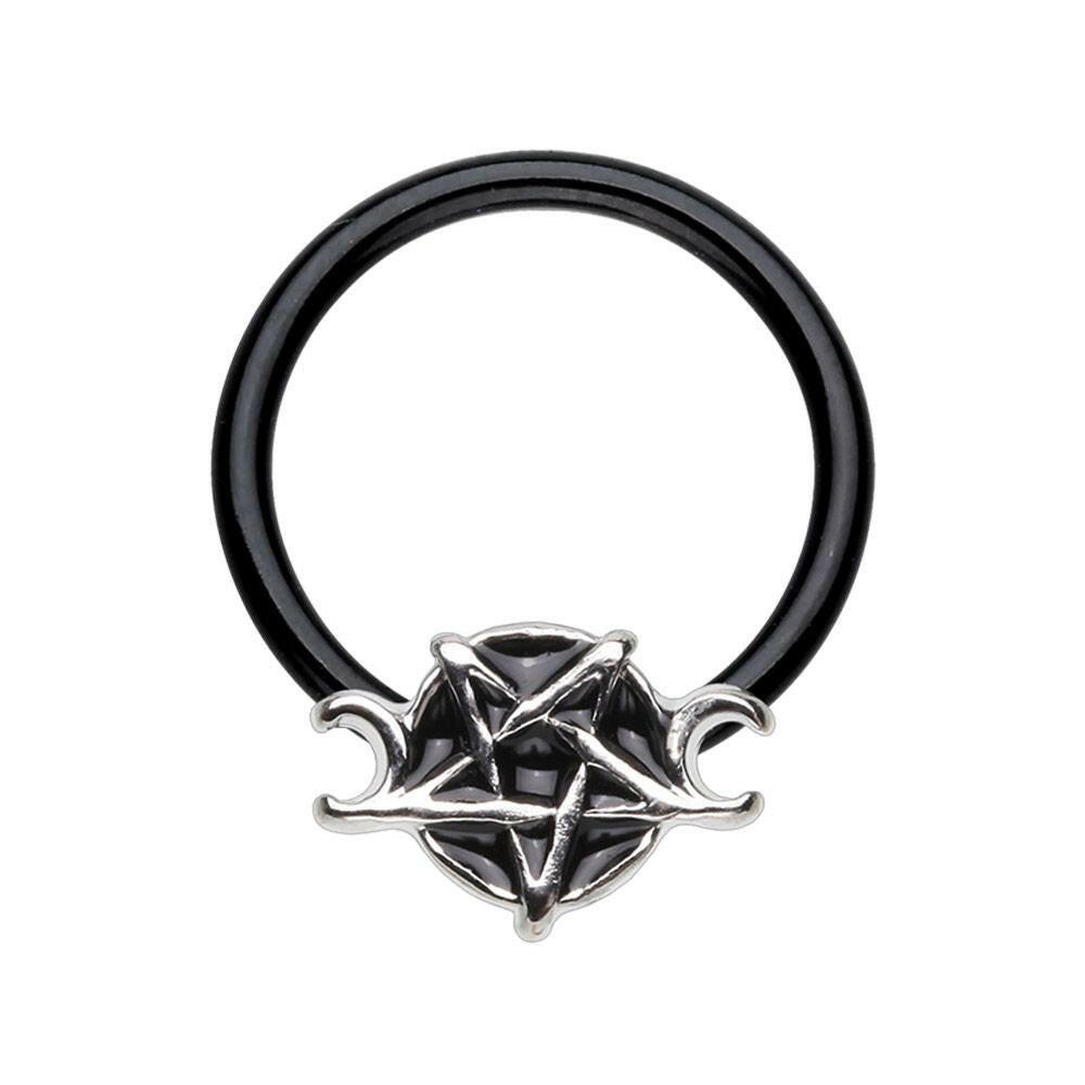 Blacken Wiccan Pentagram Steel Captive Bead Ring Captive Bead Impulse Piercings 5/16" (8mm)