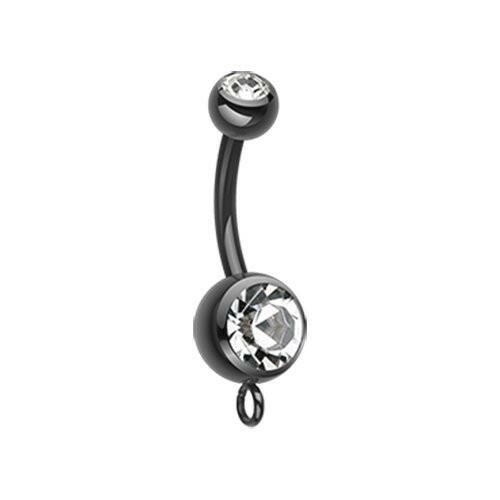 Blackline 'Add-On Dangle' Gem Ball Belly Button Ring Navel Ring Impulse Piercings