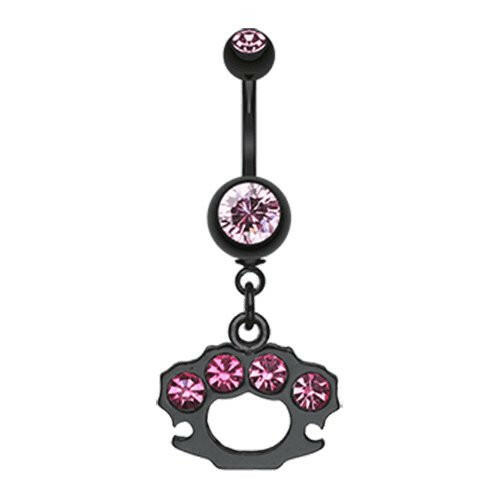 Blackline Brass Knuckle Sparkle Belly Button Ring Navel Ring Impulse Piercings Pink