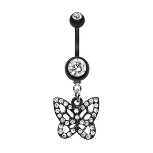 Blackline Butterfly Belly Button Ring Navel Ring Impulse Piercings Clear