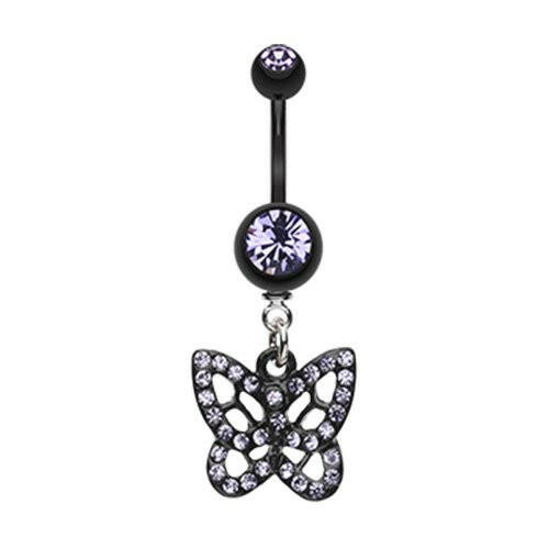 Blackline Butterfly Belly Button Ring Navel Ring Impulse Piercings Tanzanite