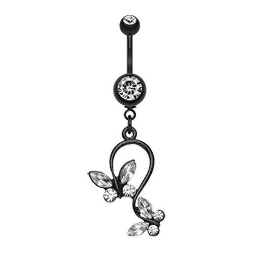 Blackline Butterfly Gem Loop Belly Button Ring Navel Ring Impulse Piercings Clear