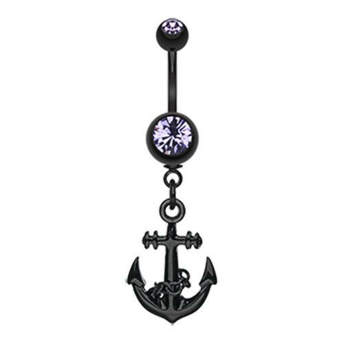 Blackline Classic Anchor Belly Button Ring Navel Ring Impulse Piercings Tanzanite