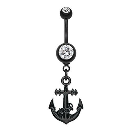 Blackline Classic Anchor Belly Button Ring Navel Ring Impulse Piercings Clear