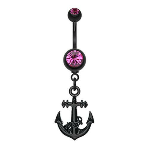 Blackline Classic Anchor Belly Button Ring Navel Ring Impulse Piercings Fuchsia