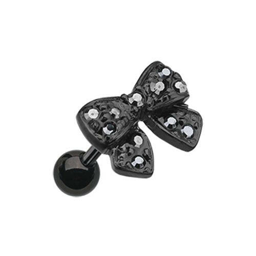 Blackline Dainty Bow-Tie Cartilage Tragus Earring Cartilage Earring Impulse Piercings Hematite