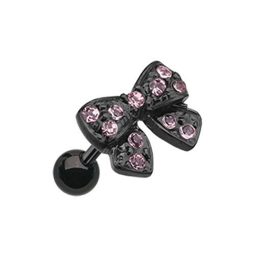 Blackline Dainty Bow-Tie Cartilage Tragus Earring Cartilage Earring Impulse Piercings Pink