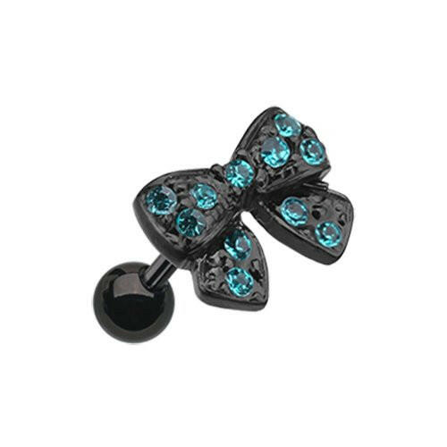 Blackline Dainty Bow-Tie Cartilage Tragus Earring Cartilage Earring Impulse Piercings Teal