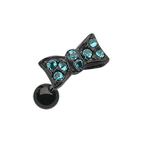 Blackline Flap Bow-Tie Cartilage Tragus Earring Cartilage Earring Impulse Piercings Teal