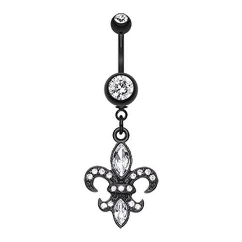 Blackline Fleur De Lis Belly Button Ring Navel Ring Impulse Piercings Clear