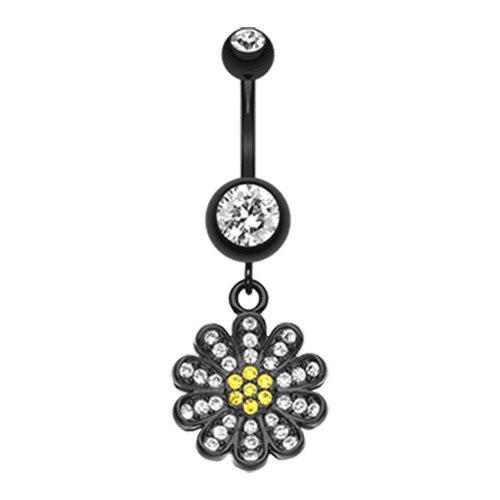 Blackline Flower Sparkle Belly Button Ring Navel Ring Impulse Piercings