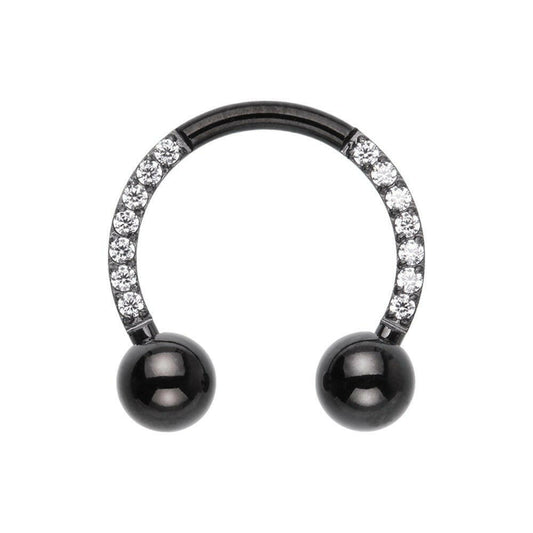 Blackline Front Facing Multi Gem Steel Horseshoe Circular Barbell Circular Barbell Impulse Piercings