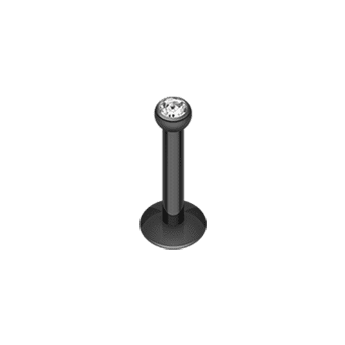 Blackline Gem Ball Internally Threaded Labret Labret Impulse Piercings 5/16" (8mm) Black/Clear