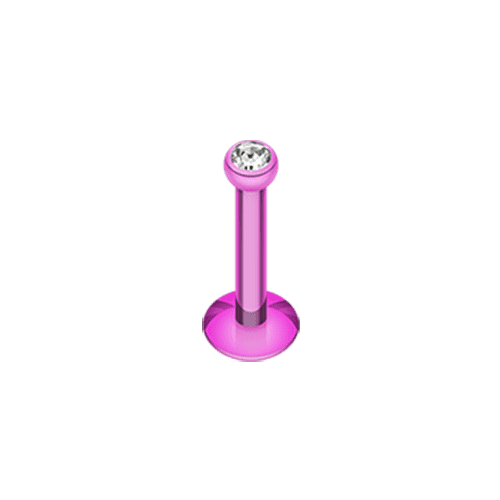 Blackline Gem Ball Internally Threaded Labret Labret Impulse Piercings 5/16" (8mm) Purple/Clear