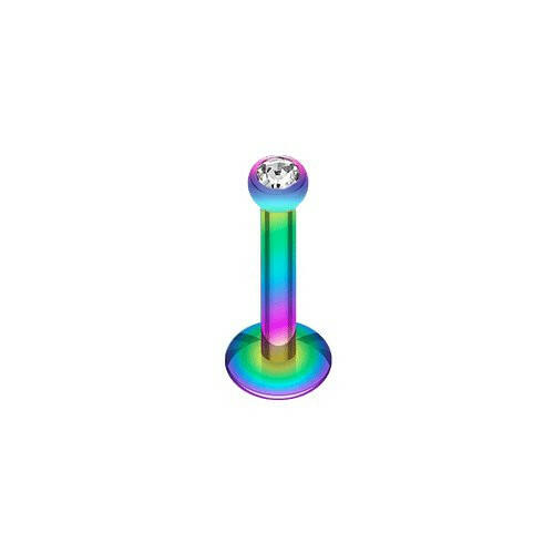 Blackline Gem Ball Internally Threaded Labret Labret Impulse Piercings 5/16" (8mm) Rainbow Clear