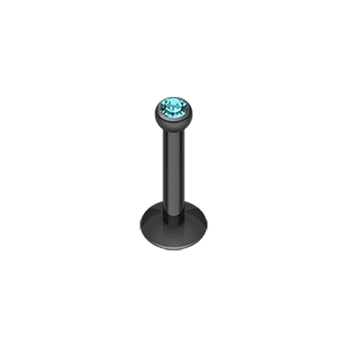 Blackline Gem Ball Internally Threaded Labret Labret Impulse Piercings 5/16" (8mm) Black/Teal