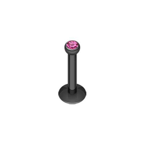 Blackline Gem Ball Internally Threaded Labret Labret Impulse Piercings 5/16" (8mm) Black/Fuchsia