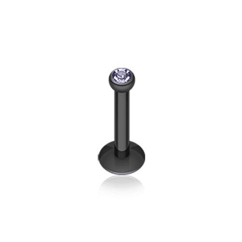 Blackline Gem Ball Internally Threaded Labret Labret Impulse Piercings 5/16" (8mm) Black/Tanzanite