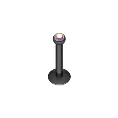 Blackline Gem Ball Internally Threaded Labret Labret Impulse Piercings 5/16" (8mm) Black/Aurora Borealis