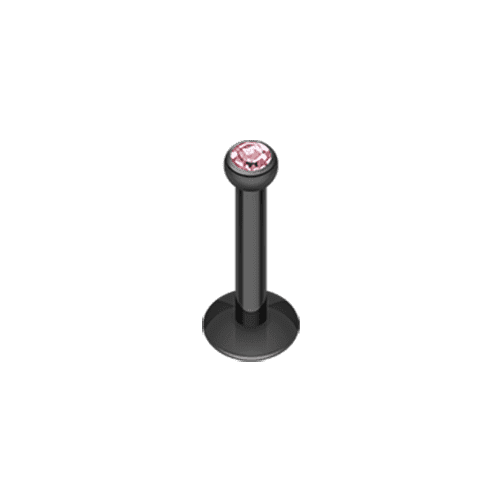 Blackline Gem Ball Internally Threaded Labret Labret Impulse Piercings 5/16" (8mm) Black/Pink