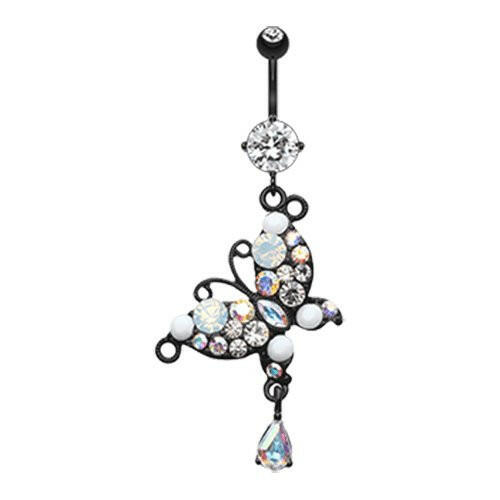 Blackline Glam Butterfly Belly Button Ring Navel Ring Impulse Piercings Clear