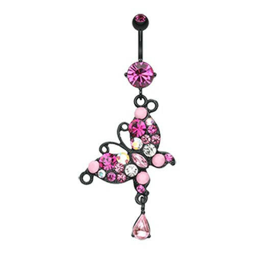 Blackline Glam Butterfly Belly Button Ring Navel Ring Impulse Piercings Fuchsia