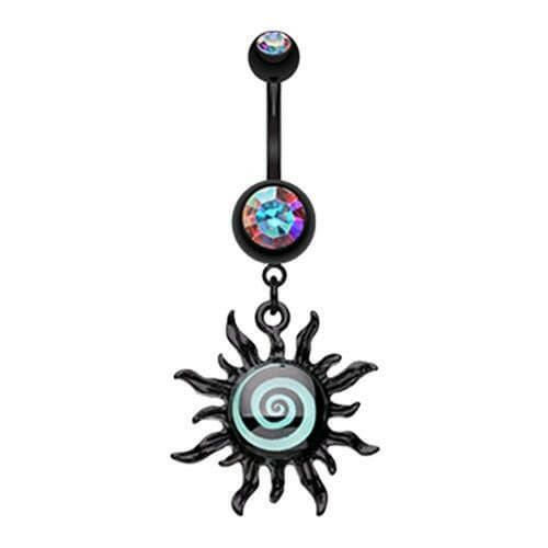 Blackline Glow in the Dark Spiral Sun Belly Button Ring Navel Ring Impulse Piercings