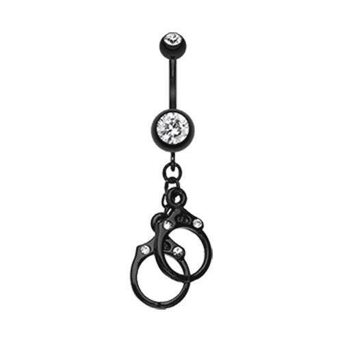 Blackline Handcuff Sparkle Belly Button Ring Navel Ring Impulse Piercings Clear