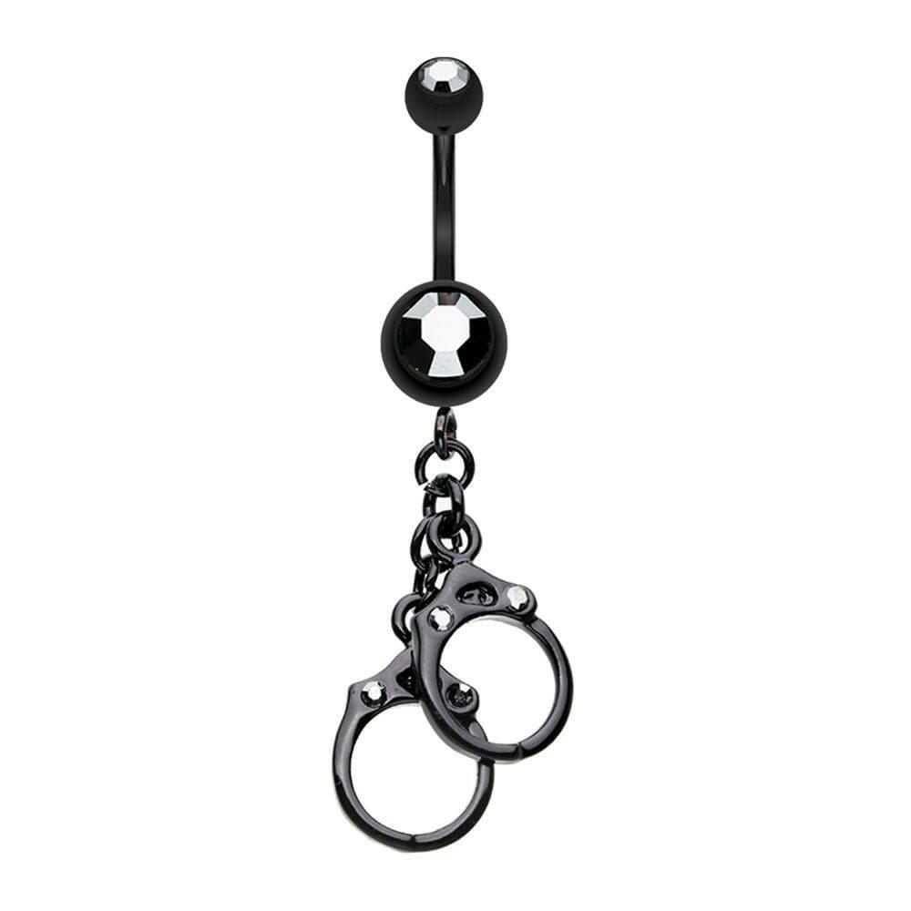 Blackline Handcuff Sparkle Belly Button Ring Navel Ring Impulse Piercings Black/Hematite